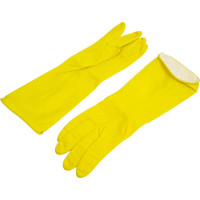 Хозяйственные латексные перчатки Komfi с х/б напылением, S, желтые 126934
