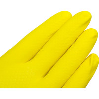 Хозяйственные латексные перчатки Komfi с х/б напылением, S, желтые 126934