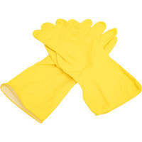Хозяйственные латексные перчатки Komfi с х/б напылением, L, желтые 126936