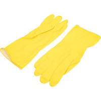 Хозяйственные латексные перчатки Komfi с х/б напылением, L, желтые 126936
