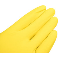 Хозяйственные латексные перчатки Komfi с х/б напылением, L, желтые 126936