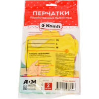 Хозяйственные латексные перчатки Komfi без х/б напыления, S, желтые 126930