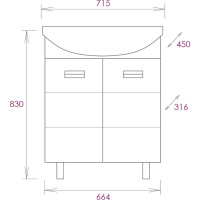 Тумба с раковиной Onika Балтика 70 напольная, белая, с корзиной (ум. Балтика 70) 107028