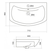 Тумба с раковиной Onika Балтика 70 напольная, белая, с корзиной (ум. Балтика 70) 107028