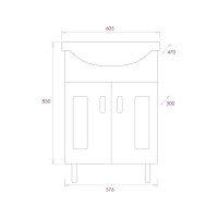 Тумба с раковиной Onika Кристалл 60 напольная, белая 106123