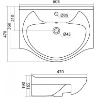 Тумба с раковиной Onika Кристалл 60 напольная, белая 106123