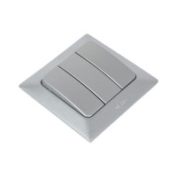 3-клавишный выключатель NE-AD 10А, 250В, Aras, Серебро, 93-122-33