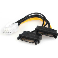 Кабель-разветвитель питания Cablexpert PCIe, 2xSata 15pin(M) / PCIe 8pin (M), медн.разветвитель, 15 см, пакет CC-PSU-83