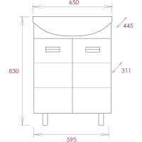Тумба с раковиной Onika Балтика 65 напольная, белая (ум. Балтика 65) 106529