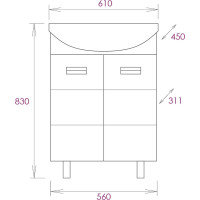 Тумба с раковиной Onika Балтика 60 напольная, белая (ум. Балтика 60) 106040