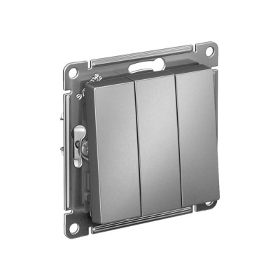 3-клавишный выключатель Systeme Electric AtlasDesign Сталь сх.1+1+1, 10АХ, механизм SE ATN000931