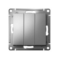 3-клавишный выключатель Systeme Electric AtlasDesign Сталь сх.1+1+1, 10АХ, механизм SE ATN000931