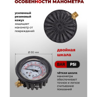 Манометр аналоговый к пистолету для подкачки шин F-2370G Forsage F-2370GP(46918)