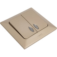 2-клавишный выключатель NE-AD с подсветкой, 10А, 250В, Aras, Бронза, 1/12/120, 93-123-03-I