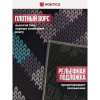 Влаговпитывающий коврик VORTEX Velur Исландия 90x90 см 24342