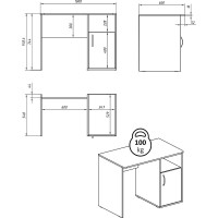 Компьютерный стол SKYLAND CD.1059 дуб сонома светлый 1000x600x750 COMP 00-07087729