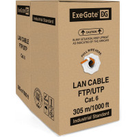 Кабель ExeGate FTP 4 пары категории 6 медь 23AWG экран бухта 305м оранжевый LSZH 289279