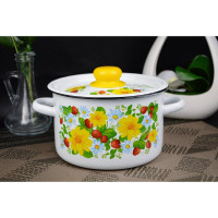 Эмалированный набор посуды СТАЛЬЭМАЛЬ 144 Земляника 3 предмета, белоснежная ХП3790