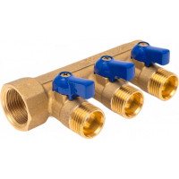 Коллектор с шаровыми кранами Comisa 3 выхода, 3/4-1/2 нар 8820173