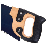 Ножовка по дереву ЕРМАК 450мм с деревянной обрезиненной ручкой, универсальный зуб, 4 мм 663-129