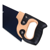 Ножовка по дереву ЕРМАК 500мм с деревянной обрезиненной ручкой, универсальный зуб, 4 мм 663-130