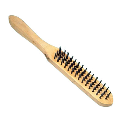 Зачистная щетка CNIC 4-х рядная на деревянной колодке стальная проволока d=0,35мм B004 S-T 29753