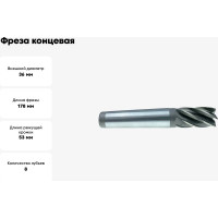 Фреза концевая (36x53x178 мм; к/х; Р6АМ5; Z=8; КМ4) CNIC 41430