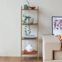 Стеллаж GreenWeen ALTO золотой, ЛДСП Орех 450x300x1450 GW-ALTO-450G-LD