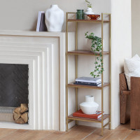 Стеллаж GreenWeen ALTO золотой, ЛДСП Орех 450x300x1450 GW-ALTO-450G-LD