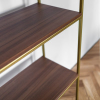 Стеллаж GreenWeen ALTO золотой, ЛДСП Орех 450x300x1450 GW-ALTO-450G-LD