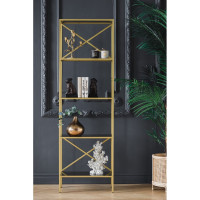 Стеллаж GreenWeen KARIN золотой/стекло, 550x300x1750 GW-KARIN-G-G