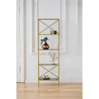 Стеллаж GreenWeen KARIN золотой/стекло, 550x300x1750 GW-KARIN-G-G