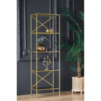 Стеллаж GreenWeen KARIN золотой/стекло, 550x300x1750 GW-KARIN-G-G