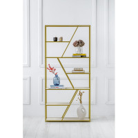 Стеллаж GreenWeen ARNETTA золотой, полки керамика, цвет слоновая кость 1920x900x300 GW-ANNET-G-KI