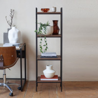 Стеллаж GreenWeen ALTO черный, ЛДСП Орех 450x300x1450 GW-ALTO-450B-LD