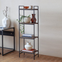 Стеллаж GreenWeen ALTO черный, ЛДСП Орех 450x300x1450 GW-ALTO-450B-LD