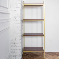 Стеллаж GreenWeen ALTO золотой, ЛДСП Орех 550x300x1450 GW-ALTO-550G-LD