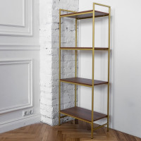 Стеллаж GreenWeen ALTO золотой, ЛДСП Орех 550x300x1450 GW-ALTO-550G-LD