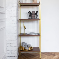 Стеллаж GreenWeen ALTO золотой, ЛДСП Орех 550x300x1450 GW-ALTO-550G-LD