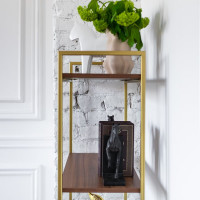 Стеллаж GreenWeen ALTO золотой, ЛДСП Орех 550x300x1450 GW-ALTO-550G-LD