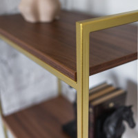 Стеллаж GreenWeen ALTO золотой, ЛДСП Орех 550x300x1450 GW-ALTO-550G-LD