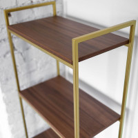 Стеллаж GreenWeen ALTO золотой, ЛДСП Орех 550x300x1450 GW-ALTO-550G-LD