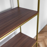 Стеллаж GreenWeen ALTO золотой, ЛДСП Орех 550x300x1450 GW-ALTO-550G-LD