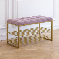 Обувница GreenWeen GARDA, золотой/Dusty Pink/каретная стяжка GW-GARDA-DP-850G-K