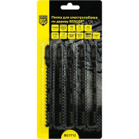 Пилка Berger BG для эл.лобзика по дереву T244D, крив.рез 5 шт, шаг 4.0 мм, длина 100x75 мм BG1712