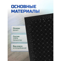 Влаговпитывающий коврик In'Loran ХОЛЛ с тиснением 60x90 см черный 130-696