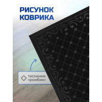 Влаговпитывающий коврик In'Loran ХОЛЛ с тиснением 60x90 см черный 130-696