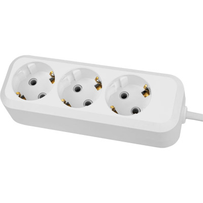 Удлинитель сетевой TDM ELECTRIC 3 розетки, 1,5 метра, с заземлением, ПВС 3х0,75 мм2 10А 250В, белый, SQ1303-1040