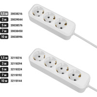 Удлинитель сетевой TDM ELECTRIC 3 розетки, 1,5 метра, с заземлением, ПВС 3х0,75 мм2 10А 250В, белый, SQ1303-1040