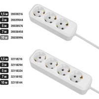 Удлинитель сетевой TDM ELECTRIC 3 розетки, 10 метров, с заземлением, ПВС 3х0,75 мм2 10А 250В, белый, SQ1303-1044